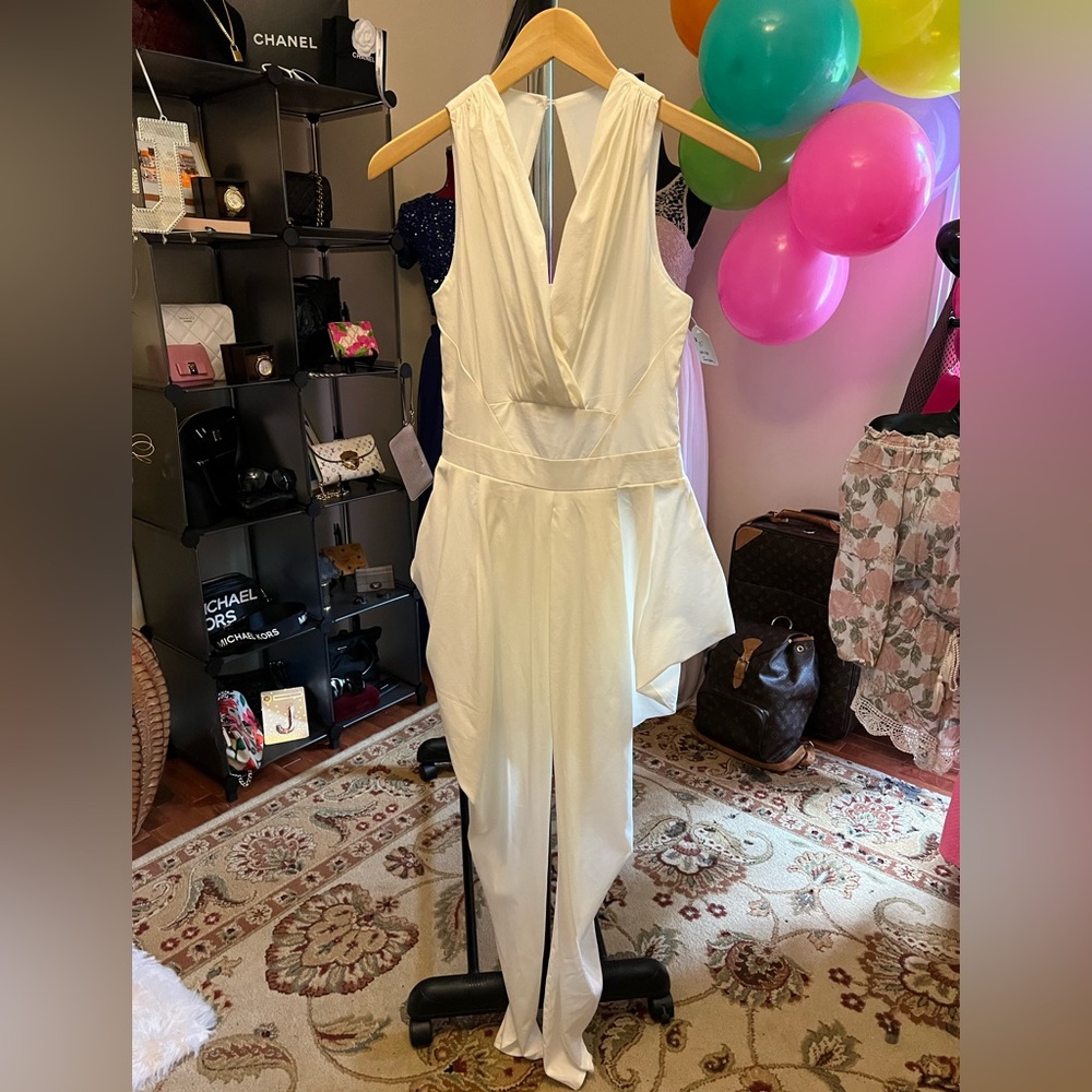 White Jumpsuit with cascading effect
